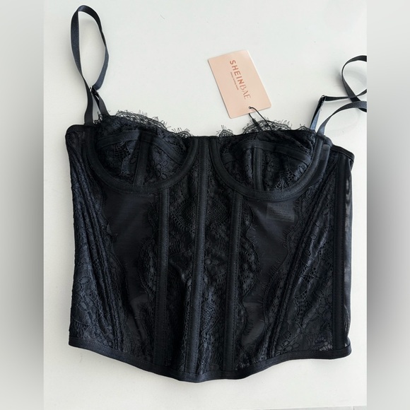 Lace Bustier Corset Tops For Women Top With Buckle - Picture 2 of 3